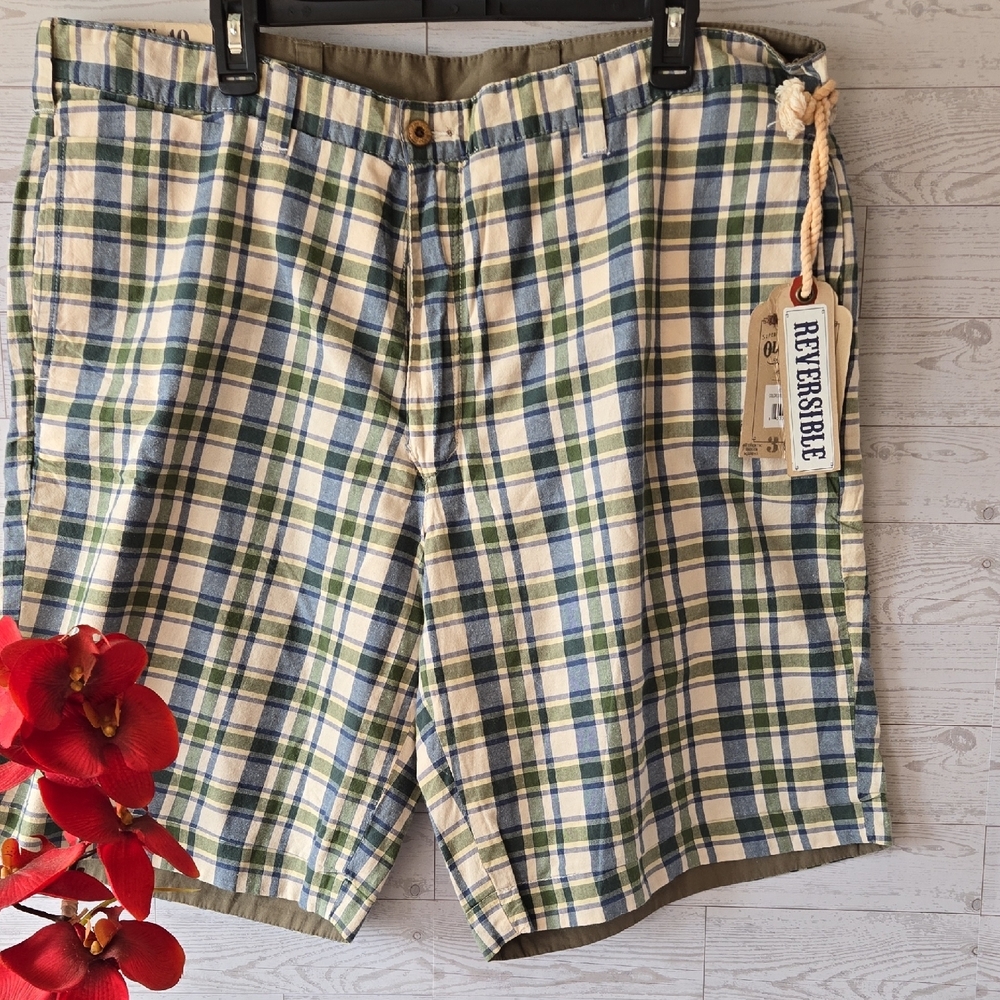 Men's Plaid Olde School Shorts  Reversible Sz W40